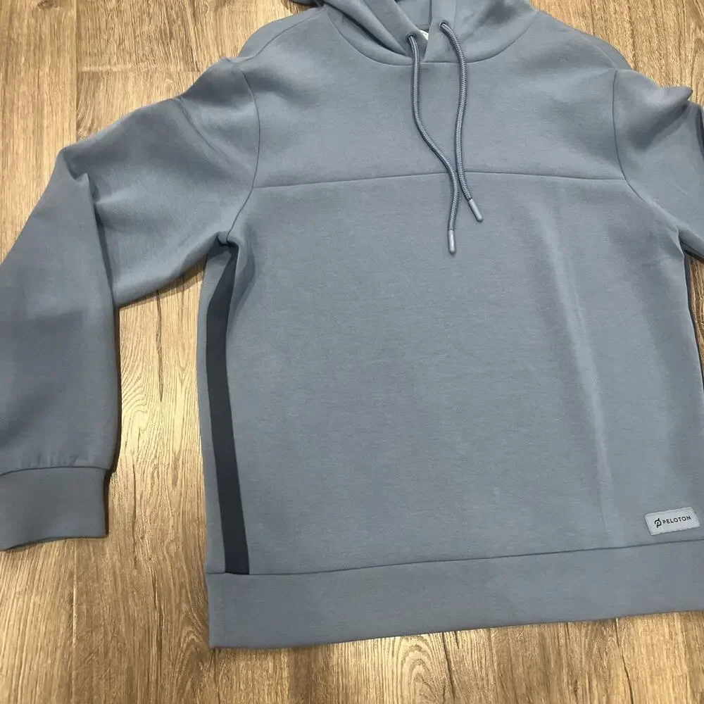 Peloton Hoodie Satin Paneled Hoodie Blue Medium - Unisex Together We Go Far - Picture 6 of 10